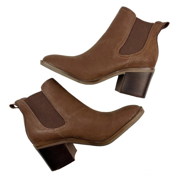 MIA Ankle Boots Size 8.5 Faux Suede Slip On Chelsea Western Block Heel Side Gore - Picture 1 of 11